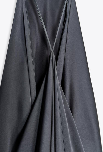 Signature Backless Satin Halter Midi Dress